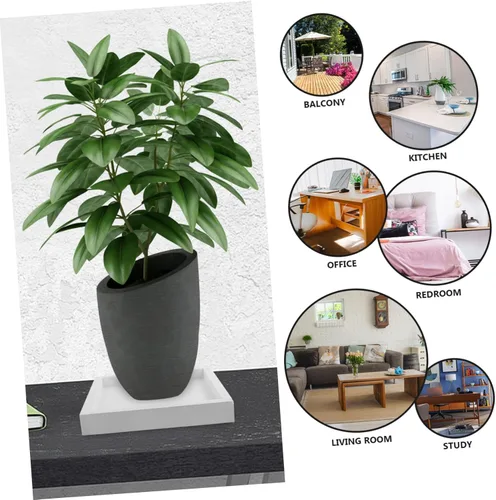Miniatura 8 de MERRYHAPY Bandeja cuadrada de imitación de cemento para macetero, alfombra cuadrada para exteriores, bandeja decorativa decorativa para plantas