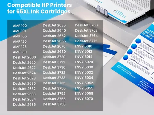 Miniatura 2 de Paquete combinado 65XL de cartucho de tinta de repuesto para impresoras HP (1 negro, 1 color)