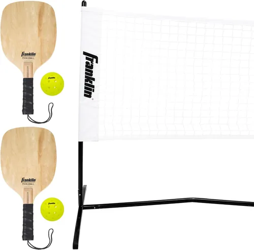 Franklin Sports Franklin Pickleball Red de Pickleball de tamaño media cancha – Incluye red de 10 pies, (2) paletas y (2) bolas de pickleball
