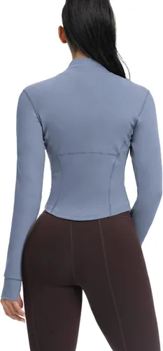 Miniatura 8 de AVGO Chaquetas de entrenamiento recortadas para mujer, con cremallera, ajustadas, atléticas, con agujeros para el pulgar