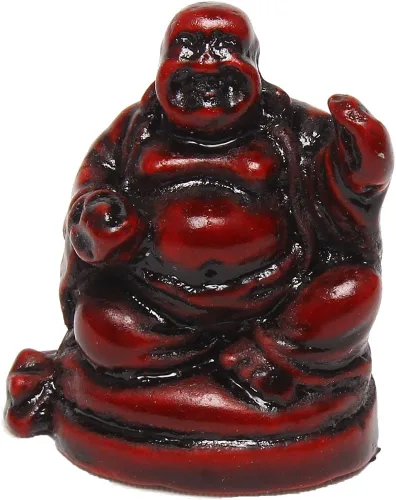 Miniatura 4 de Juego de 6 figuras de Buda sonriente de la suerte feliz de Buda, 1 pulgada, color rojo