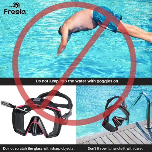 Miniatura 7 de Freela Adult Swim Goggles Mask for Adult with Nose Cover, Tempered Glass Anti Fog Waterproof 180° Clear Wide View Men Women Rosa