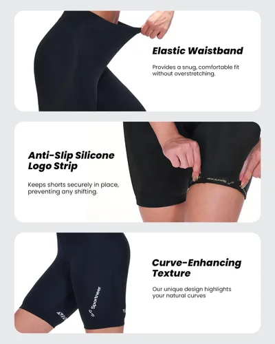 Miniatura 4 de Sportneer Pantalones cortos de ciclismo acolchados para mujer, pantalones cortos de ciclismo para mujer, acolchado de gel 4D para bicicleta