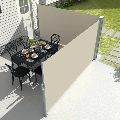 Miniatura 13 de PATISOL Toldo lateral retráctil de aluminio de 138" x 71" para patio al aire libre divisor de privacidad plegable, resistente al agua y a los rayos
