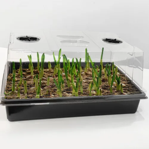 Miniatura 7 de RooTrimmer Paquete de 4 bandejas de inicio de semillas con cúpulas de humedad de 5 pulgadas de alto, kit de germinación de plantas reutilizables
