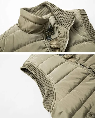 Miniatura 3 de HOW'ON Chaleco cálido para exteriores sin mangas, cuello alto, forro polar, para hombre