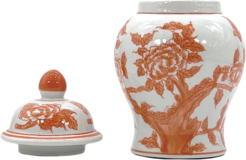 Miniatura 7 de Galt International Tarro de jengibre de cerámica de 8 pulgadas con tapa, tarro de porcelana de estilo clásico chino para almacenamiento de té