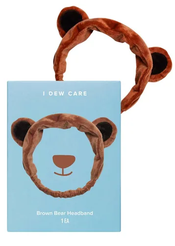 I DEW CARE Diadema para Lavado Facial - Oso Marrón | Diadema de Animal para Lavado de Cara y Cuidado de la Piel, Día de Spa, Suave y Esponjosa,