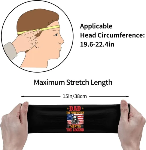 Miniatura 7 de Dad The Firefighter The Myth The Legend Headband for Men Women Sports Sweatband for Fitness Exercise Moisture Wicking Running Yoga Hairbands
