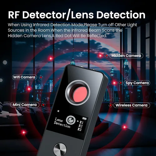 Miniatura 4 de AMOROM Detectores de cámara oculta 7 en 1, buscador de rastreador GPS con detección alimentada por IA, pantalla OLED, 7 modos, antirrobo, linterna