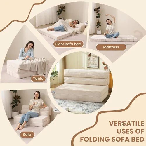 Miniatura 5 de JUIKURY Sofá cama plegable, silla convertible con colchón plegable plegable, sofá biplaza extraíble 2 en 1, silla plegable portátil, cama, sofá