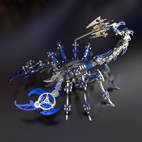 Miniatura 8 de Rompecabezas de metal 3D verde para adultos Scorpion, kit de modelo de metal 3D colorido para construir con herramienta, kits