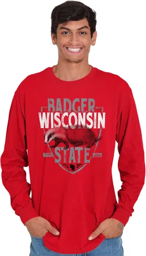 Miniatura 4 de Brisco Brands Wisconsin Badger Estatal Equipo Estudiante Uniforme Manga Larga Camiseta Hombres Mujeres