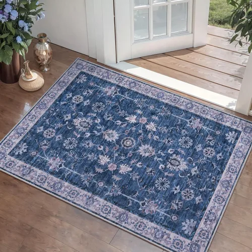 Miniatura 126 de Tangsoo Alfombra lavable para pasillo, antideslizante, 2 x 6 pies, estilo bohemio, floral, vintage, para entrada, suelo suave, para cocina, baño
