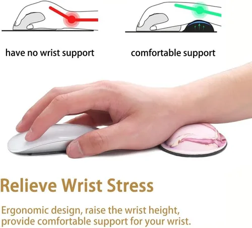 Miniatura 3 de MXCOIRTP Reposamuñecas para mouse, almohadilla ergonómica de espuma viscoelástica para muñeca, almohadilla de soporte para muñeca con base Mármol