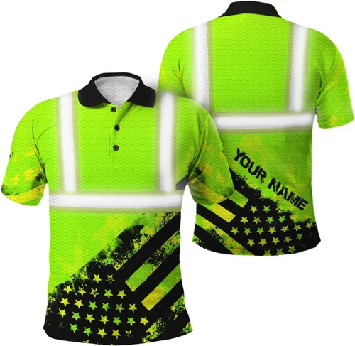 Miniatura 17 de Polo reflectante con bandera de camuflaje de alta visibilidad para hombres y mujeres, polo de seguridad para trabajo, patriótico Polo 03