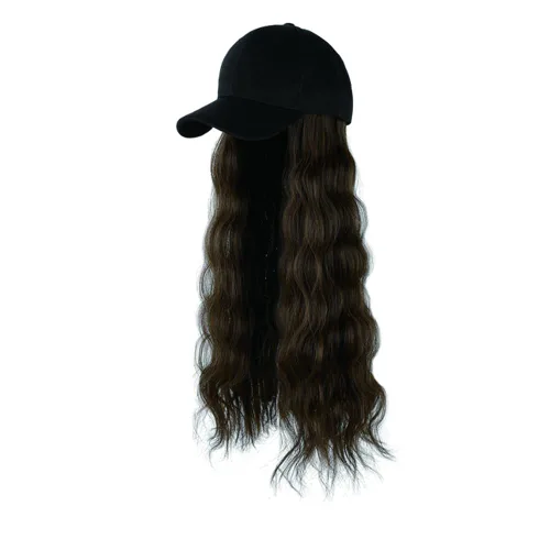 Miniatura 9 de Onepiece - Gorra de béisbol con extensión de cabello, 21 pulgadas, cabello ondulado largo, peluca sintética con pelo para mujeres y niñas Rizos