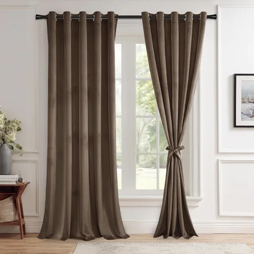 Miniatura 27 de JIUZHEN - Cortinas de terciopelo gris de 63 pulgadas opacas para sala de estar - Cortinas gruesas de terciopelo con ojales para ventana