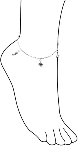 Miniatura 3 de Pulsera de tobillo para mujer, plata de ley 925, ajustable de 9 a 10 pulgadas con extensor