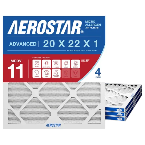 Miniatura 6 de Aerostar MERV 8 20 x 22 x 1 – 4 unidades – Filtros plisados de alta eficiencia para HVAC, horno y aire acondicionado – Elimina el polvo, la pelusa