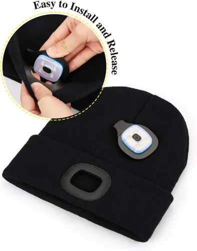 Miniatura 4 de MELASA Gorro unisex con luz, recargable por USB, manos libres, gorro LED, regalos de invierno para hombres