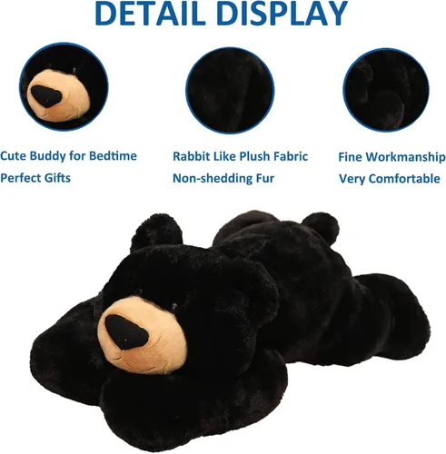 Miniatura 3 de Hronsa Animales de Peluche con Peso, Juguete de Animal de Peluche de Oso con Peso Lindo Cojín de Peluche de Oso Negro para Adultos Niños y Niñas