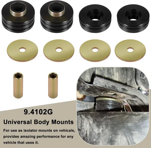 Miniatura 2 de 9.4102G - Aisladores universales de bujes de poliuretano para montajes de cuerpo, incluye 4 arandelas de metal plateado, 2 fundas de metal plateado