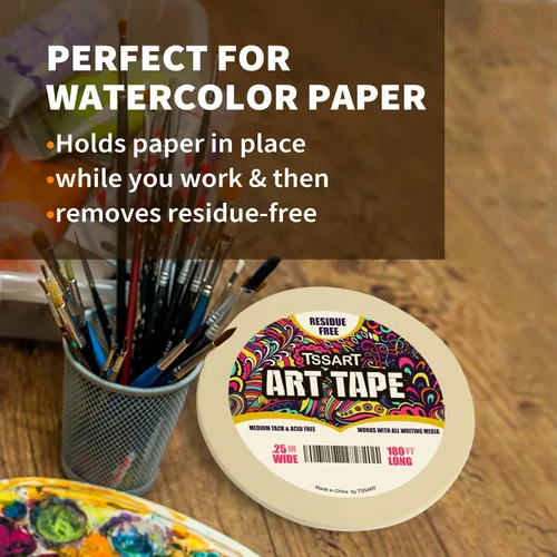 Miniatura 5 de Cinta adhesiva blanca para arte de tacto medio - Cinta adhesiva de artistas para dibujo de arte, pintura de acuarela, enmarcado de lienzo - Libre