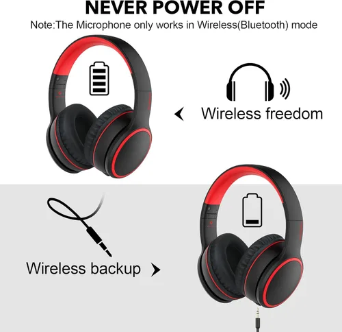 Miniatura 6 de B10 auriculares Bluetooth supraaurales, 2 modos de música EQ (Normal/Graves) y 50 horas de reproducción, auriculares inalámbricos con micrófono