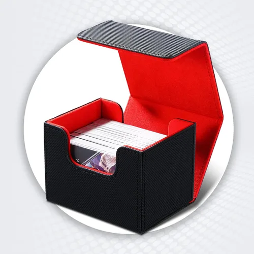 Miniatura 6 de Weewooday 2 Cajas de Cartas de Cubierta de Cuero de Gran Tamaño que Caben Más de 100 Cartas con Fundas para Juego de Cartas Coleccionables Negro