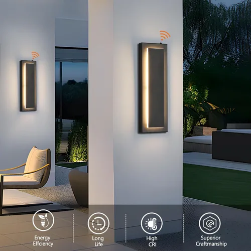 Miniatura 3 de tewei Aplique de Pared LED para Exteriores de Anochecer a Amanecer Iluminación Exterior, Accesorios de Iluminación Exterior Moderna Negro Mate Luces