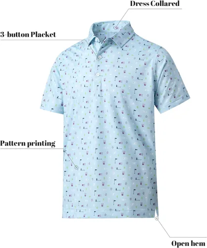 Miniatura 2 de DEOLAX - Camisetas polo de manga corta para hombre, diseño estampado de moda que absorbe la humedad, para golf