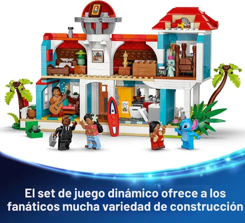 Miniatura 3 de LEGO Disney Lilo y Stitch Casa de Playa - Set de Construcción para Niños, Niñas y Niños, Edades 9+ - Incluye 5 Minifiguras - Idea de Regalo