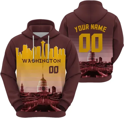 Miniatura 23 de Custom Football Hoodies City Night Skyline Personalized Sweatshirt Name Number Fan Gift Pullover for Men Women Youth