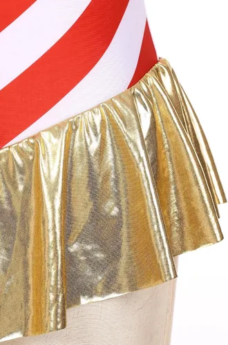 Miniatura 5 de Miutii Leotardo de gimnasia de bastón de caramelo para mujer, vestido de baile de Navidad, disfraz a rayas