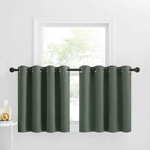Miniatura 204 de NICETOWN Cortinas opacas de cocina para ventana sobre el fregadero, aislamiento térmico, decoración del hogar, pequeños niveles opacos con ojales