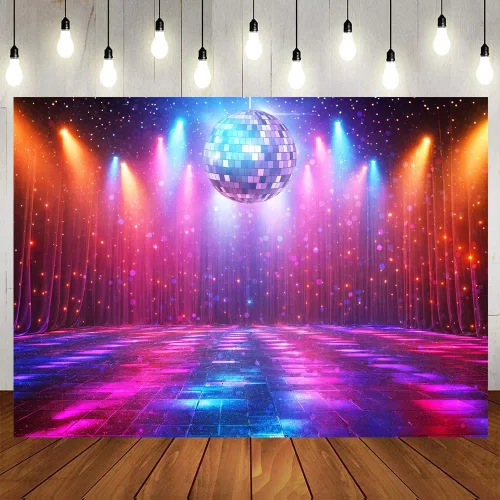 Miniatura 4 de Telón de fondo para decoración de discoteca, retro brillante, fiesta de los años 70, 80, 90, temática de escenario, danza, decoración de fiesta