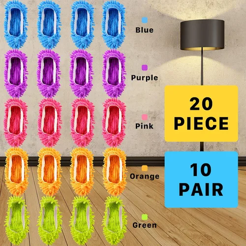 Miniatura 2 de 20 calcetines de fregona para limpieza de pisos, lavables y reutilizables, zapatos de microfibra para limpieza, pantuflas de limpieza multifunción