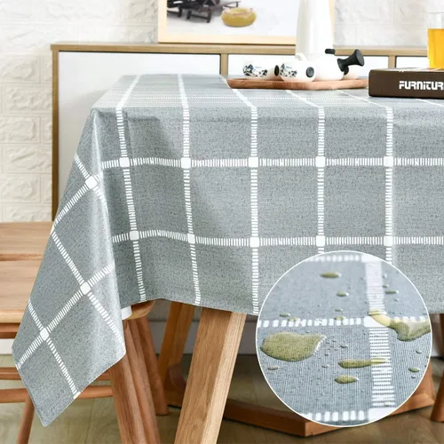 Miniatura 13 de Mantel de tela de vinilo resistente al agua, de plástico, lavable a prueba de derrames, mantel de Peva para primavera, campamento, picnic, cuadrado