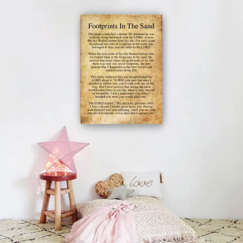 Miniatura 3 de Póster de poema de huellas en la arena para sala de estar, pinturas en lienzo impresas para oficina, pasillo, decoración de paredes, arte para Sin