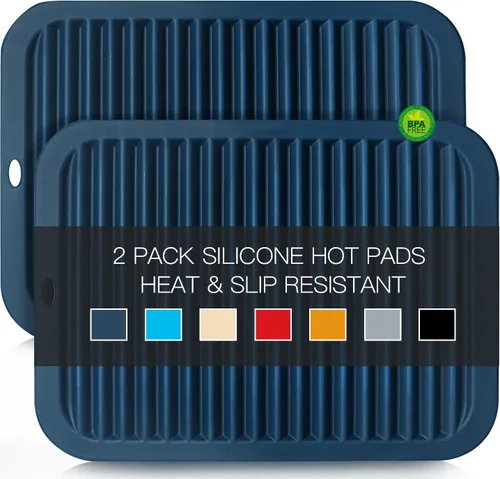 Miniatura 18 de Salvamanteles de silicona para platos calientes, soportes multiusos para ollas, 4 unidades, 2 tamaños de 7 pulgadas y 9 pulgadas, resistentes al 03
