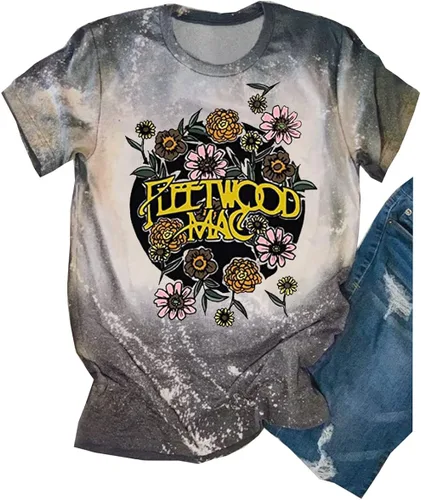 Camisetas de manga corta con estampado de música rock para mujer, estilo vintage, retro, para conciertos, divertidas, con estampado de letras