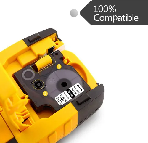 Miniatura 2 de 18443 Rhino 5200 - Cinta de etiquetas de repuesto para DYMO Rhino 18443 vinilo 3/8 pulgadas, cartuchos de etiquetas industriales permanentes negros