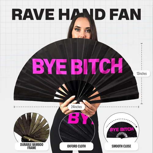 Miniatura 3 de SoJourner Bags Rave Fan – Ventilador plegable grande – Ventilador de mano Clack para raves, Halloween, Burlesque, trajes de arcoíris para mujeres