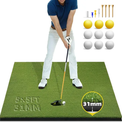 Miniatura 7 de Bltend Golf Mat: 5x4ft & 5x5ft Heavy-Duty Golf Hitting Mats Practice Outdoor/Indoor, Elite Dense Artificial Turf Matt Training Aid for
