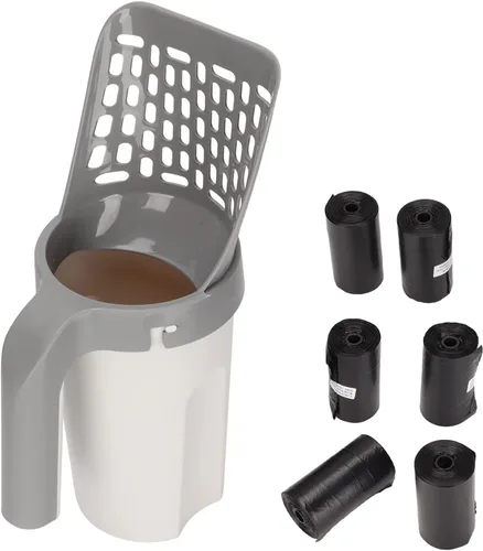 Pala de arena para gatos, pala de arena profunda desmontable integrada para gatos con soporte y caja de residuos, pala para gatos a prueba de fugas
