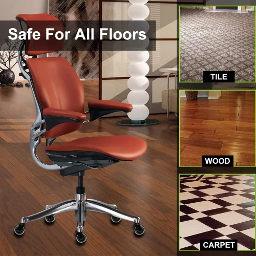 Miniatura 5 de 8T8 Ruedas giratorias de repuesto para silla de oficina de 3 pulgadas, juego de 5 unidades, goma sintética suave y resistente, seguras para suelos