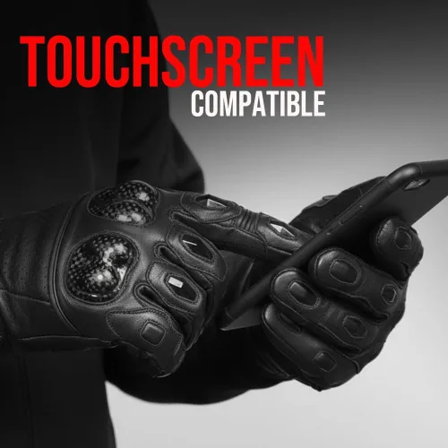 Miniatura 7 de Guantes de piel de anilina de vaca para motocicleta de hombre con control deslizante