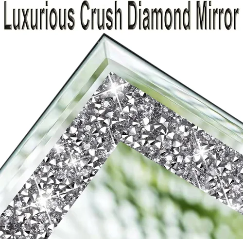 Miniatura 5 de Meetart Azulejos de Espejo de Cuerpo Entero, Espejo de Pared Corporal de Diamante Triturado de Cristal, 14''x11'' 4 Piezas de Vidrio Sin Marco