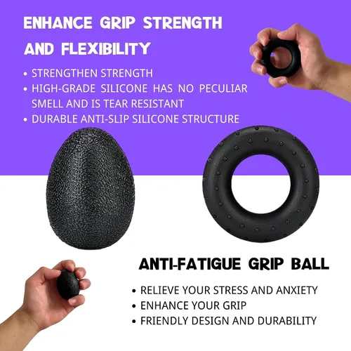 Miniatura 3 de Kit de entrenamiento fortalecedor de agarre de mano (paquete de 8) agarre de antebrazo agarre de mano de resistencia ajustable, estirador de dedos